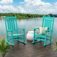 thumbnail image 2 of Costaelm Paradise Classic Plastic Outdoor Porch Rocking Chairs (Set of 2), Turquoise, 2 of 9