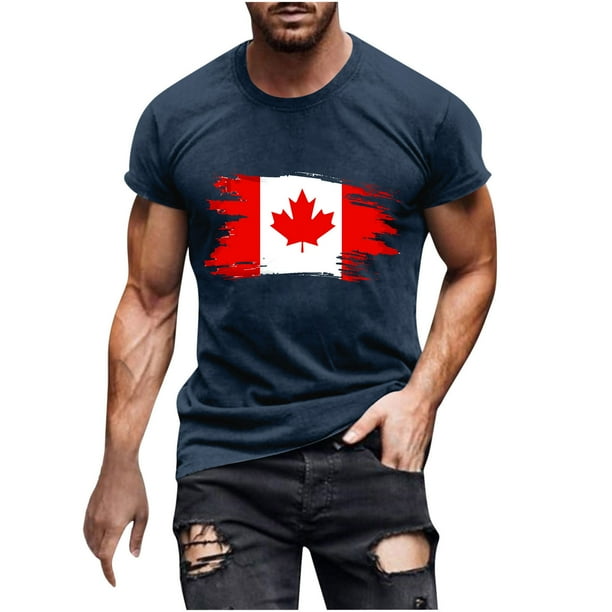 Mens Casual Manga Corta Botón Abajo Camisetas Estados Unidos Bandera Impresión Cuello Redondo Suéter Camiseta, Poliéster Casual Uso Diario para Hombres