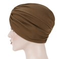 thumbnail image 3 of Under $10 Baseball Caps Brown Women India Hat Muslim Ruffle Cancer Chemo Beanie Floral Turban Wrap Cap, 3 of 4