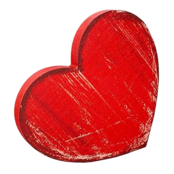 Crazyview 1Pcs Wooden Heart-Shaped Table Decoration, Red Distressed Finish, Farmhouse Valentine's Day Centerpiece, Rustic Layered Tray Decor