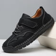 thumbnail image 2 of Men's Hand-Stitched Leather Casual Shoes with Adjustable Velcro, Comfort Non-Slip Daily Walking Sneakers, 2 of 3