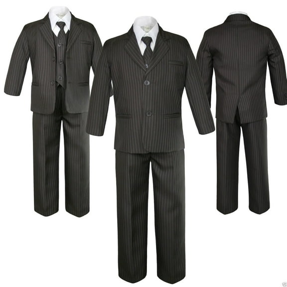 Altotux BABY TODDLER & BOY WEDDING Brown Pin Stripe FORMAL TUXEDO SUIT S M L XL-12