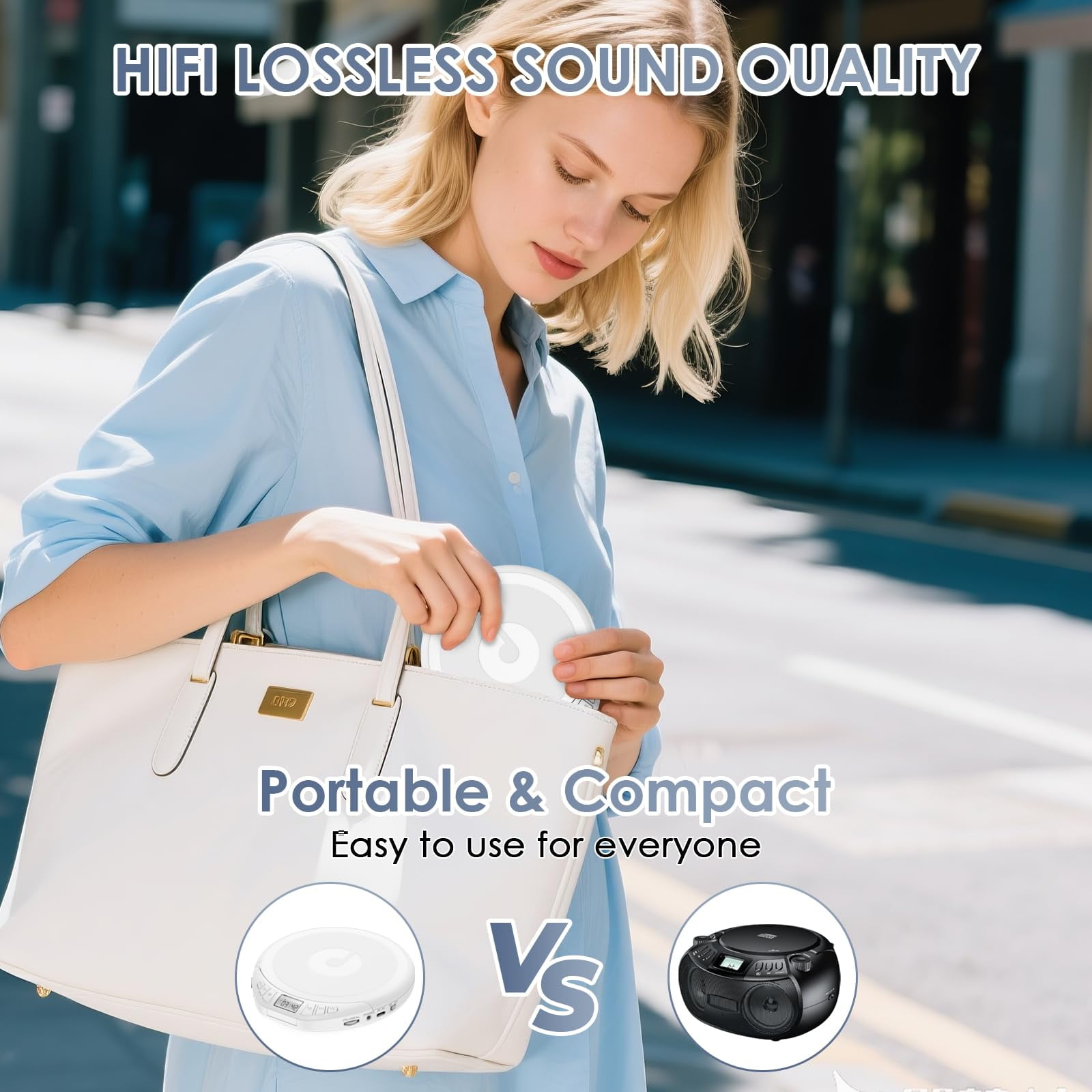 Ooosea CD Player Portable Walkman with Earphones,CD Player for Car Anti-Skip Shockproof,CD Player for Home with Headphones Jack USB AUX LCD,CD Disc
