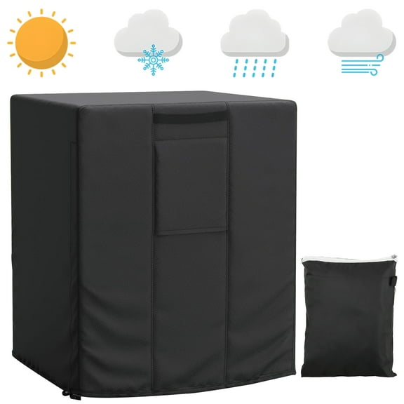 Remiawy Air Conditioner Covers for Outside Unit, Central Heavy Duty AC Covers for Outside, Waterproof Square AC Unit Covers Outdoor for Winter Fits Up to 24 x 24 x 30 Inch, Black