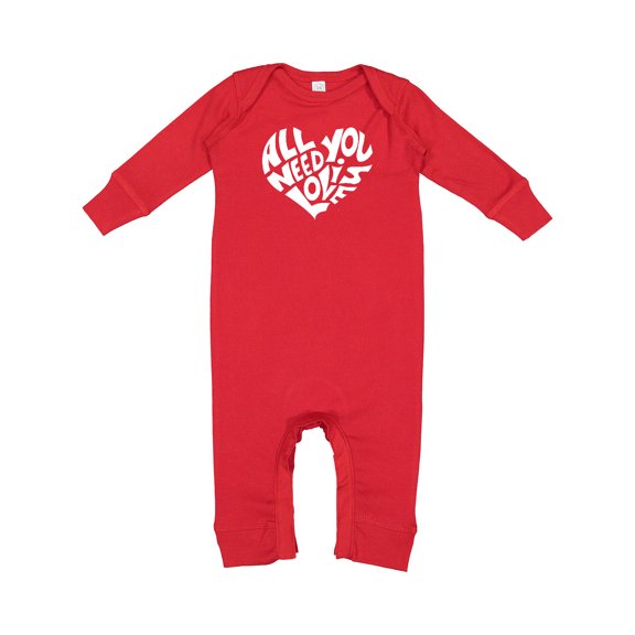 Inktastic All You Need is Love White Heart Shape Baby Romper Coveralls