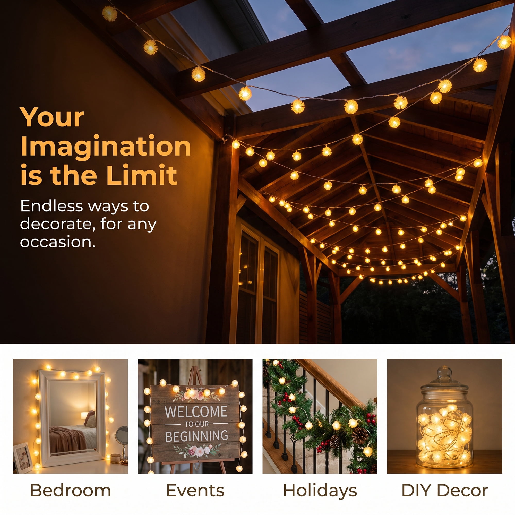 Unique Bargains Lights for Cozy Modern Fairy Lamps 14.8 ft Battery Operated Twinkle Lights