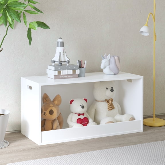 Jopath Kids Toy Box,White Open Toy Storage Box,Wooden Organizer,Toy Storage Chest for Bedroom