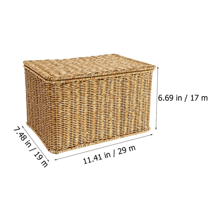 Bestonzon Rattan Woven Storage Basket Desktop Sundries Holder Lidded  Clothes Storage Box