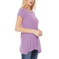 thumbnail image 2 of Women's A-Line Short Sleeve Relaxed Fit Round Neck Solid Tunic Top with Pockets, 2 of 4