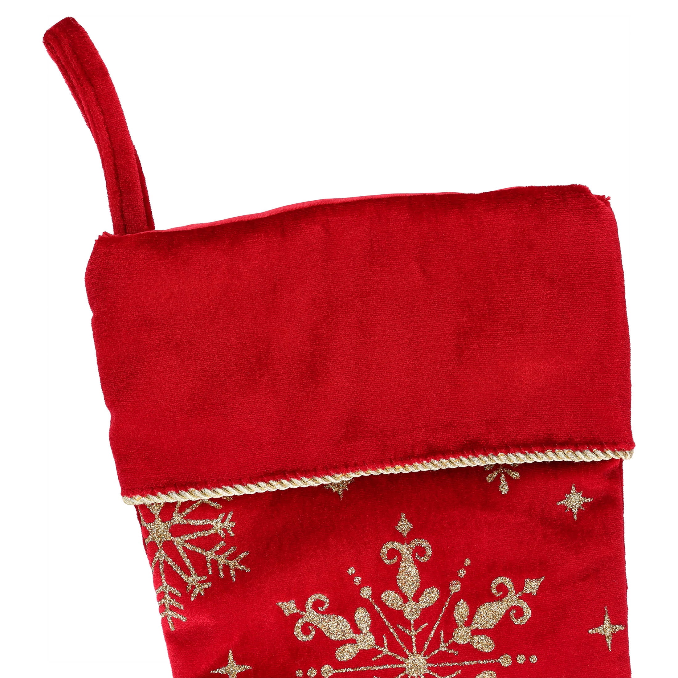 Velvet Snowflake Christmas Stocking, Burgundy, 18", by Holiday Time