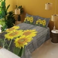 thumbnail image 2 of Ambesonne Garden Fitted & Top Sheet Set with Shams, Helianthus Sunflowers, Brown Yellow Green, 2 of 5