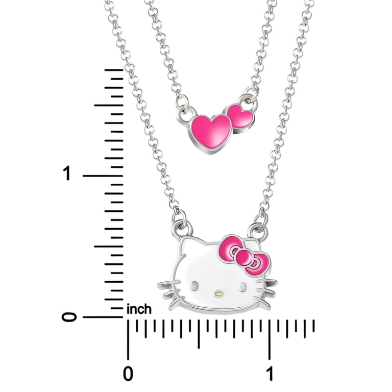 Sanrio Girl's/Tween Hello Kitty Silver-Tone Enamel Hearts Double