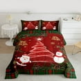 thumbnail image 2 of Homewish Mystic Christmas Tree Bedding Comforter Set, Kawaii Santa Claus Snowman Twin Comforter Sets, Red Green Vintage Plaid Reversible Bedding Set, Lightweight Room Decor, 2-Piece, 2 of 8