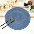 thumbnail image 4 of Mrehloy Round Placemats Set of 6, 15"  Blue Cotton Braided Farmhouse Coastal Kitchen Decor Washable Heat Resistant Table Mats, 4 of 9