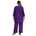 thumbnail image 2 of iiniim Womens Elegant Wedding Guest Pants Suit 3 Piece Set Formal Chiffon Lace Evening Party Size S-5XL Purple M, 2 of 7