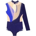 thumbnail image 6 of Alvivi Women Rhinestone Figure Ice Skating Dress Rhythmic Gymnastics Dance One Shoulder Fringed Leotard Navy Blue&Blue S, 6 of 7