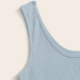 thumbnail image 4 of BLVB Women's Ribbed Knit Scoop Neck Sleeveless Plain Crop Tank Top Button Front Tank Shirts Vest, 4 of 7