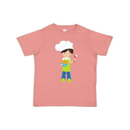

Inktastic Boy Baking Boy With Green Apron Brown Hair Gift Toddler Boy Girl T-Shirt