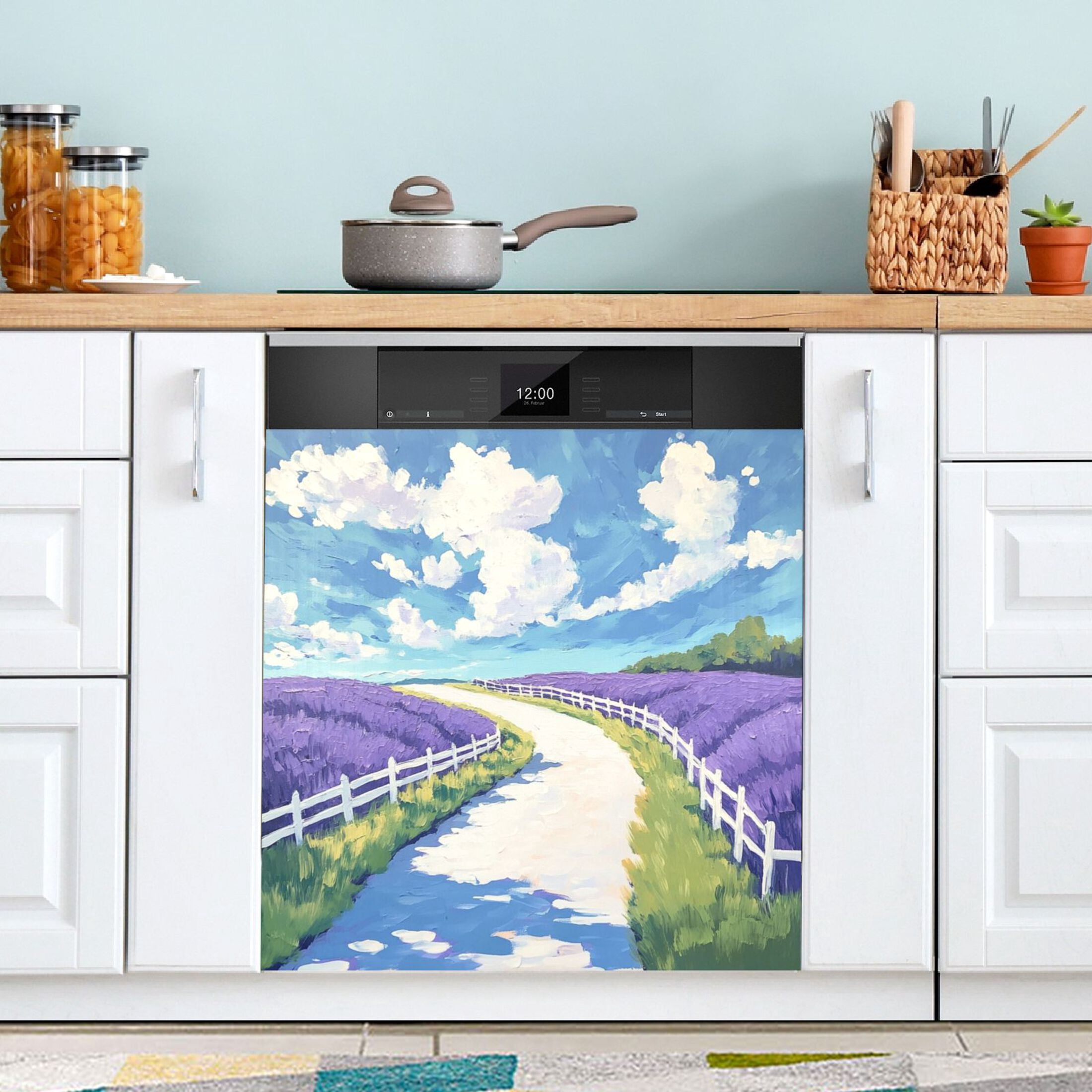 Dishwasher Magnetic Sticker 23x26 Inch Refrigerator Magnetic Sticker Washing Machine Magnetic Sticker Kitchen Panel Magnetic Sticker Home Decor Beautiful Purple Road