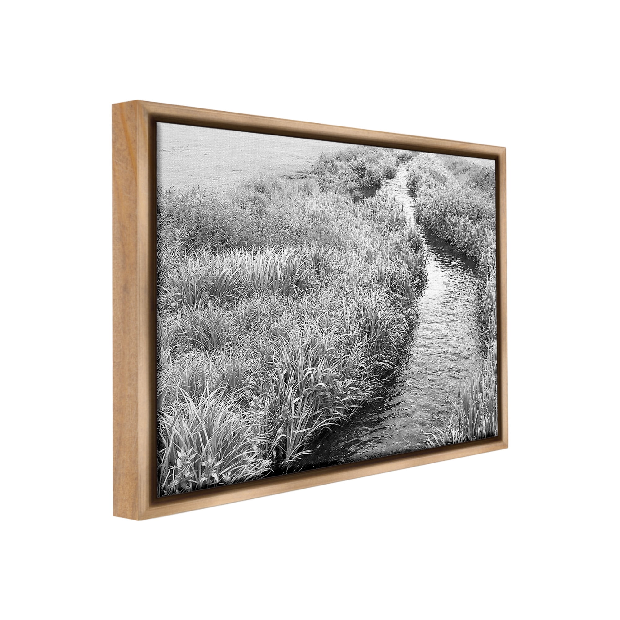 Stupell Industries Flowing Beach Canal Landscape Photography Brown Floater Framed Canvas Art Print Wall Art, 21 x 17