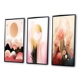 thumbnail image 3 of Designart "Full Moon Golden Illustration" Modern Geometric Framed Wall Art Set Of 3 - Pink Abstract Frame Canvas Set For Living Room Decor, 3 of 7