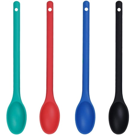 

4 Pieces Silicone Spoon Heat-Resistant Non Stick Food Grade Kitchen Tools for Cooking Baking Stirring Serving Scraping Mixing Spoons for Dishwasher Safe