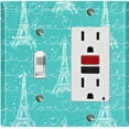thumbnail image 1 of Metal Light Switch Plate Cover Romantic Paris Eiffel Tower Letter Teal PRS005, 1 of 13