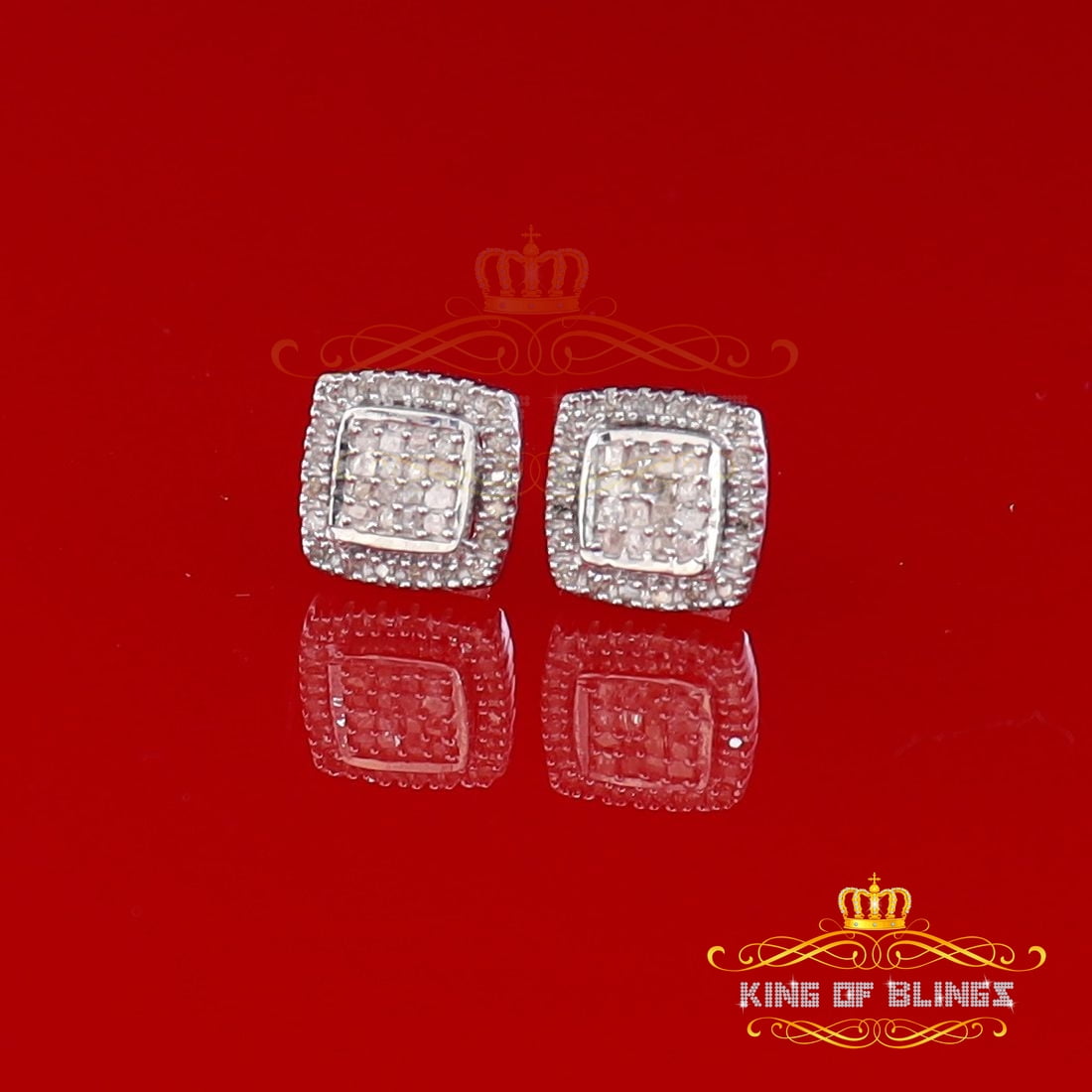 King of Bling's 0.75ct Diamond 925 Sterling Silver Hip Hop White Stud Earring For Men / Women