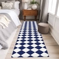 thumbnail image 4 of Blue Plaid 2'x6' Runner Rugs for Hallway Kitchen Bedside Non Slip Washable, Modern Minimalist Geometric Gingham Checkered Entryway Rug Runners with Rubber Backing, Long Carpet Runner for Laundry Room, 4 of 8