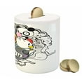 thumbnail image 3 of Indie Piggy Bank, Animal and Food Themed Composition Crazy Doodle Panda Bird Cat Watermelon, Ceramic Coin Bank Money Box for Cash Saving, 3.6" X 3.2", Multicolor, by Ambesonne, 3 of 4