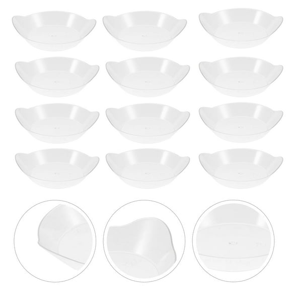 HEANUJJ 50 Pcs Clear Fruit Appetizer Plates Set, Transparent Small Dish for Snacks and Party Serving