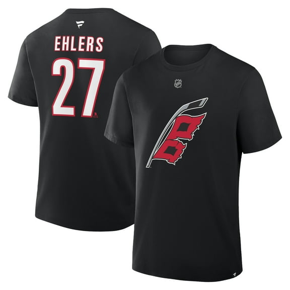 Men's Fanatics Nikolaj Ehlers-Black Carolina Hurricanes Authentic Stack Name & Number T-Shirt