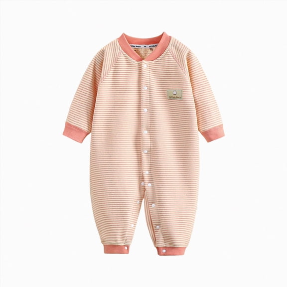 Splozh Newborn Photography Outfits Girl Baby Bodysuits 3 6 12 18 24 Months Baby Boys Girls Comfortable Breathable Cute Print Long Sleeved Warm Bodysuits,Pink,9-12 Months