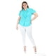 thumbnail image 4 of Blusa con detalle de olanes Roman Fashion /Tallas Extras, 204 (Menta) turquesa 42, 4 of 5