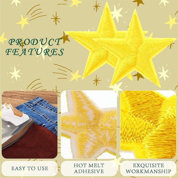 10Pcs Yellow Star Embroidery Patches – Iron-On Or Sew-On Appliques For Repairing & Decorating Jeans, Jackets, Bags & DIY Crafts