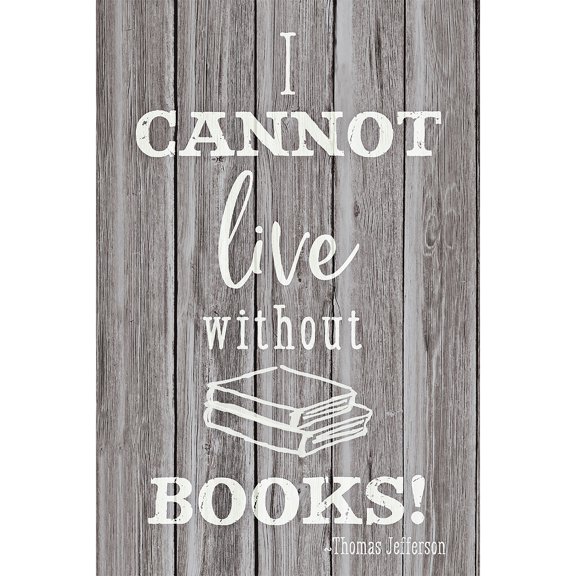 Dexsa I Cannot Live Without Books Wood Plaque with Inspiring Quote 6 in x 9 in - Easel and Hanging Hook