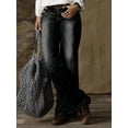 thumbnail image 2 of eans for Women Straight Leg Bootcut mid Waisted Long Denim Pants Boyfriend Trendy Pockets Double Stitching, 2 of 6