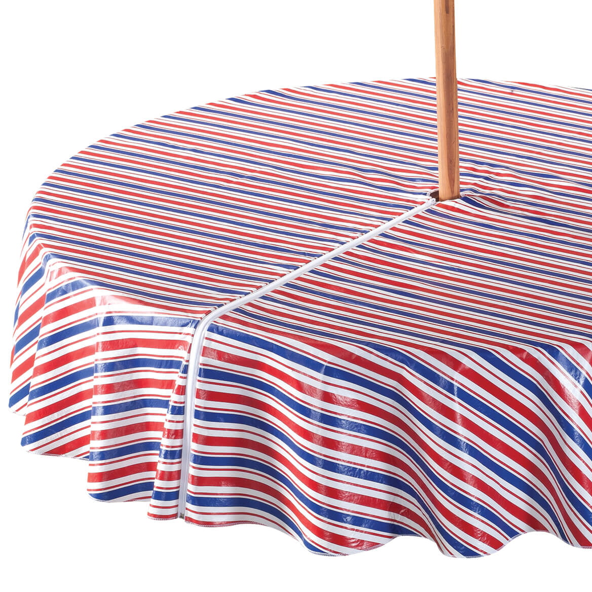 Patriotic Zippered Umbrella Table Cover, White Round Outdoor Tablecloth With Umbrella Hole