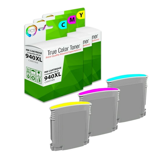 TCT 940XL Color Ink Cartridge 3 Pack - Compatible With HP 940XL 940 XL