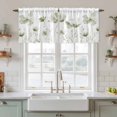thumbnail image 2 of Sage Green Flowers Tier Curtains, Watercolor Retro White Floral Leaves Light Filtering Kitchen Curtains, 2Pcs Rod Pocket Half Window Treatments Panels for Sink Cafe Cabinet Camper 27.5x24 Inches, 2 of 9