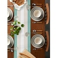 thumbnail image 2 of Turquoise Beige Stripe Table Runner Cotton Linen 90 Inch Holiday Dresser Scarves, Modern Art Horizontal Striped Tablerunner for Kitchen Coffee Dining Bedroom Living Room Dinner Scarf Décor 13''x90'', 2 of 9