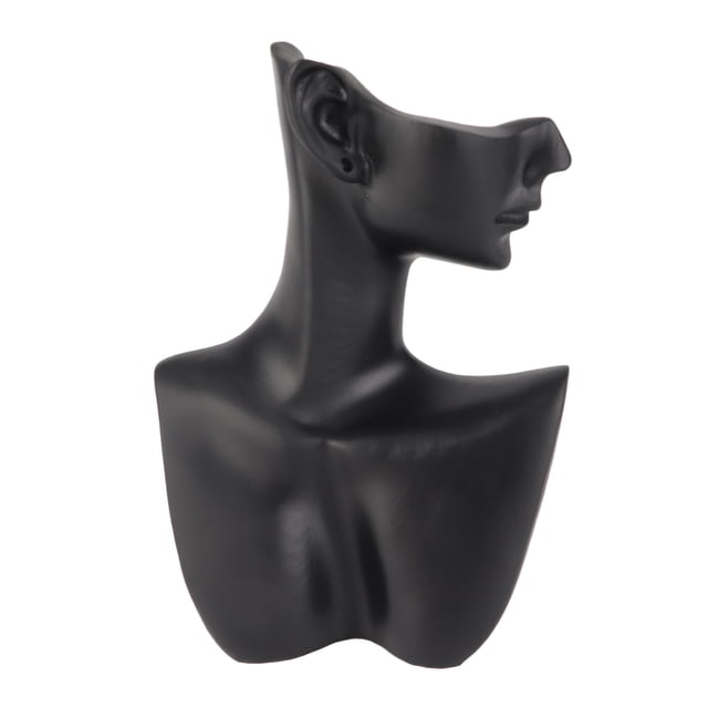 Busto de exhibición de joyería negra de resina, elegante maniquí para exhibir collares y aretes, para joyería.
