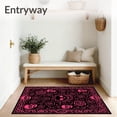 thumbnail image 3 of ODIKA 2'x3' Machine Washable Non-Slip Area Rug, Gothic Skull Cartoon Horror Bath with Dark Floral Nightmare Motifs High Traffic Rug, Black, 728195, 3 of 7