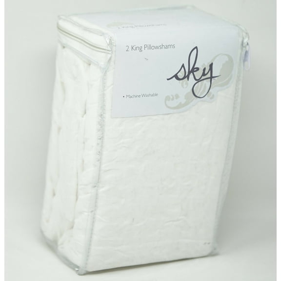 Sky Tile Matelasse 100% Cotton Pillow Sham Pair - KING - White