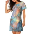 thumbnail image 2 of Easygdp Pastel Abstract Fluid Art Camisón de manga corta para mujer, informal, estampado, 2 of 6