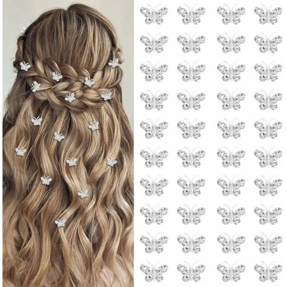 40 count Mini Rhinestone Butterfly Hair Clips Cute Hair Pins Small Decorative Hair Clips Wedding Hair Barrettes Bridal Hair Accessories for Girls Women