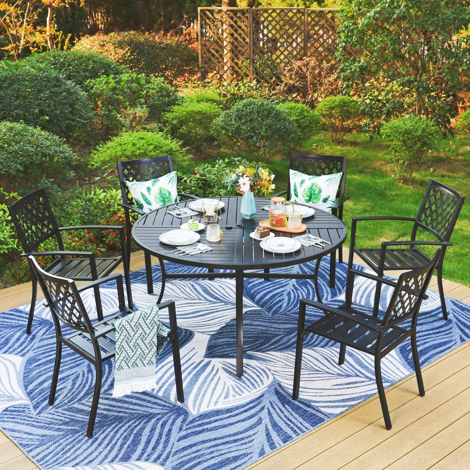 Summit Living 7-Piece Outdoor Set, Round Patio Table & Stacking