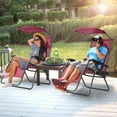 thumbnail image 2 of WYDK Zero Gravity Chair with Shade Canopy, Reclining Lounge Chair with Adjustable Canopy Headrest, 0-170 Degrees Recliner & Cup Holder, Folding Zero Gravity Lawn Chair for Patio Poolside, Burgundy, 2 of 18