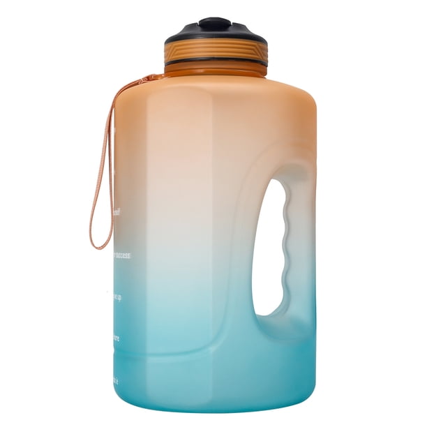 Eigraketly Botella de agua motivacional de 3,78 l con marcador de tiempo Contenedor de jarras de galón de paja Ropa Deportiva, Zapatos naranja verde Eigraketly OD019764-01B