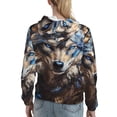 thumbnail image 7 of Picia Vintage Blue Floral Wolf Pattern Casual Women's Hoodie, Hooded Sweatshirt with Kangaroo Pocket, Comfortable Pullover with Eye-catching Drawstrings-Medium, 7 of 7